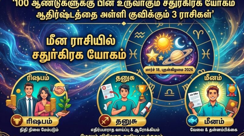 சதுர்கிரக யோகம் 2026 ரிஷபம் தனுசு மீனம் ராசிகளுக்கு அதிர்ஷ்ட பலன்கள்