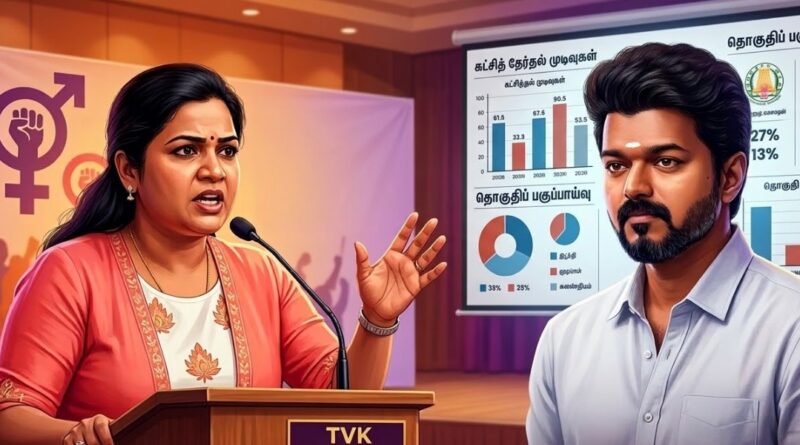 விஜய் பேச்சுக்கு கண்டனம் தெறிவுக்கும் தவெக பெண் நிர்வாகி ரஞ்சனா நாச்சியார்